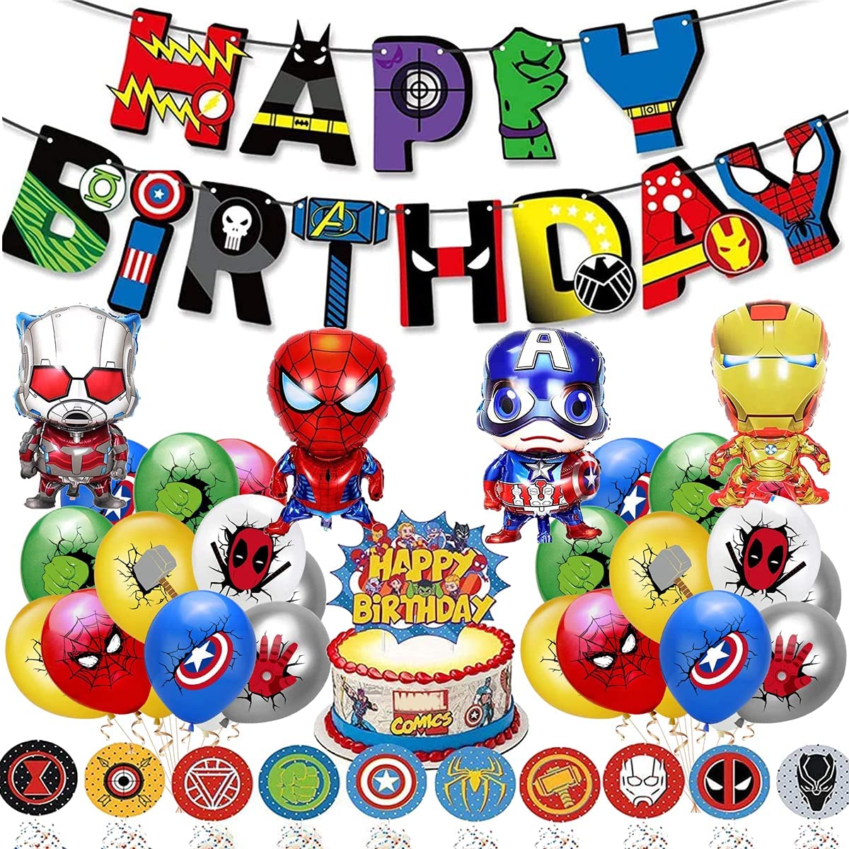 Superhero Avengers Birthday Party Boys Decoration Tableware Balloons Tablecloth