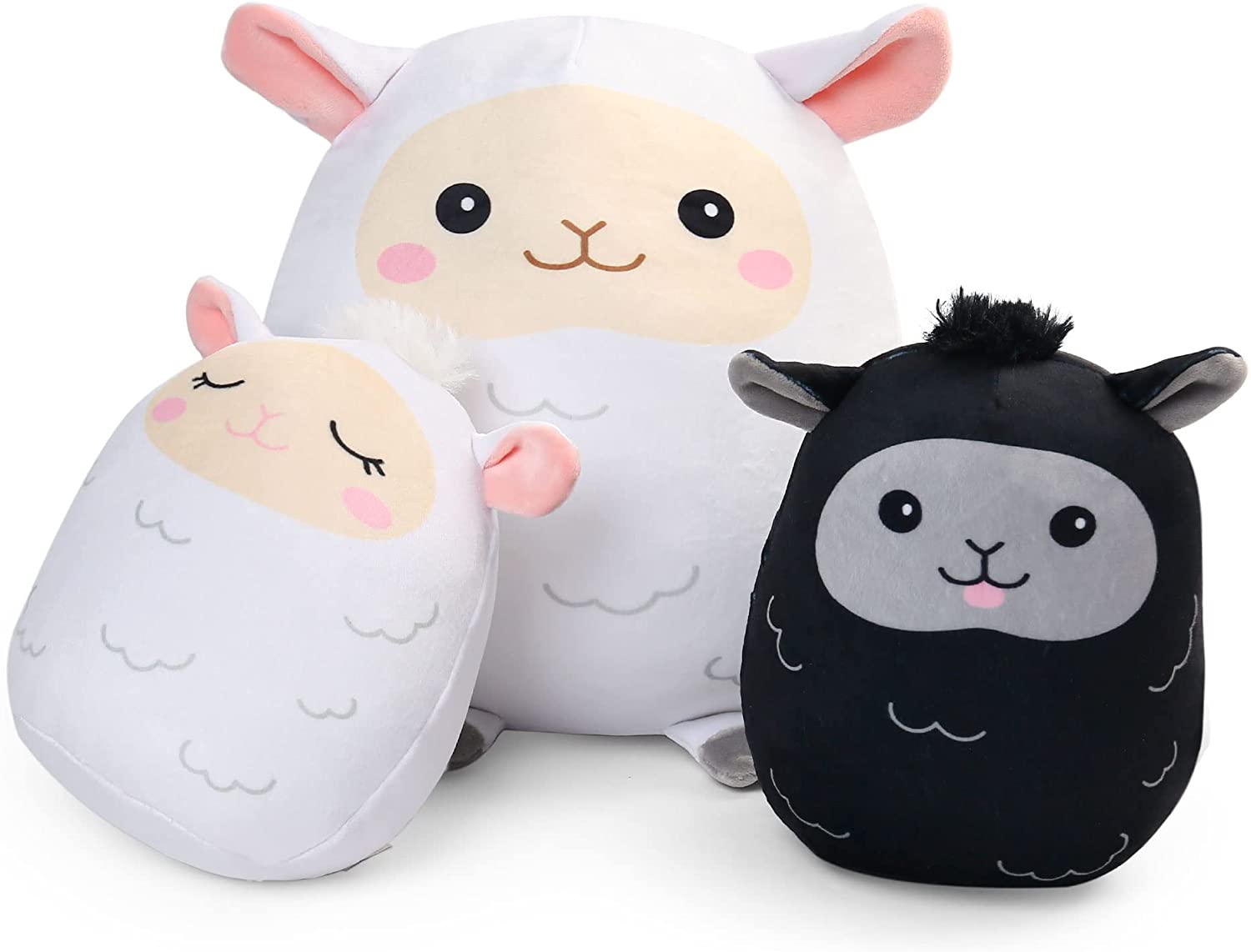 12 and 7’’ Squishy Stuffed Animals Hugging Toy Set of 3 Cute Plushie BenBen Bear Plush Pillow Mama Bear and Cubs 