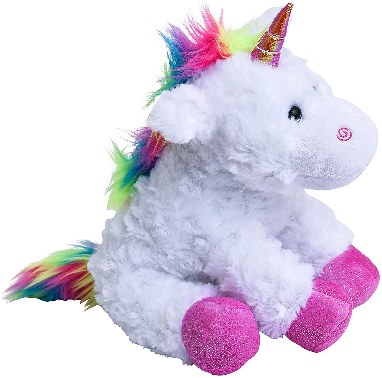 pink fluffy unicorn stuffed animal