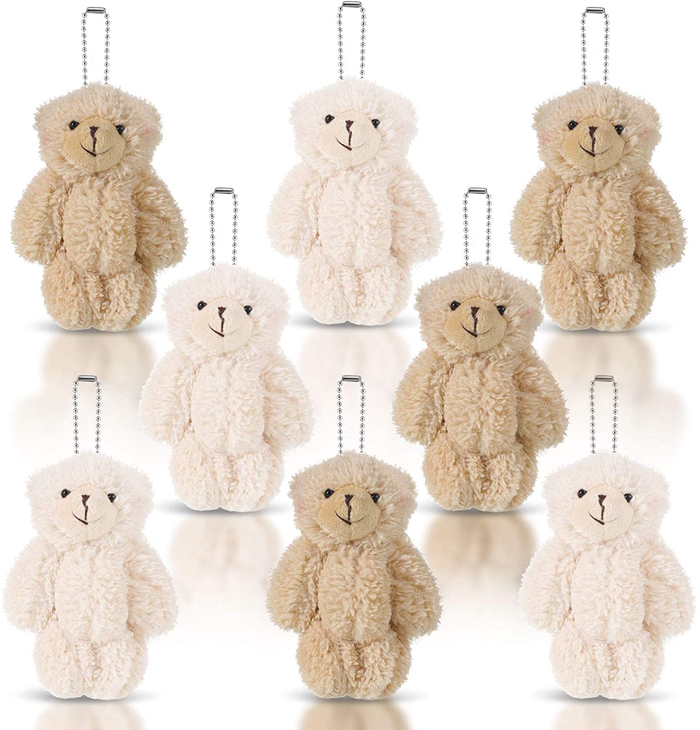 Lovely Style 12 Pieces 12 cm Plush Mini Jointed Teddy Bear Toys Plush Toys Soft Tiny Bear Doll for DIY Keychain Birthday Baby Shower Wedding Present Box Party Favor Supplies 