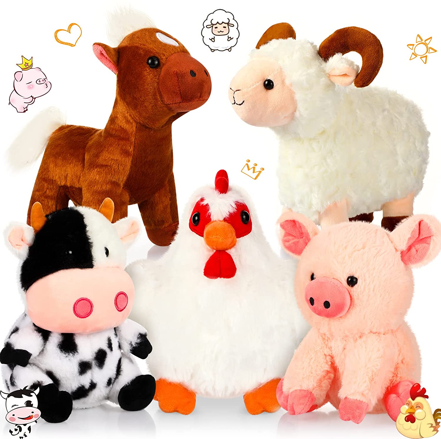 Details about   Kid's Soft Baby Farm Animal Toys Plush Cow Pig Horse Sheep Stuffed Toy Children 