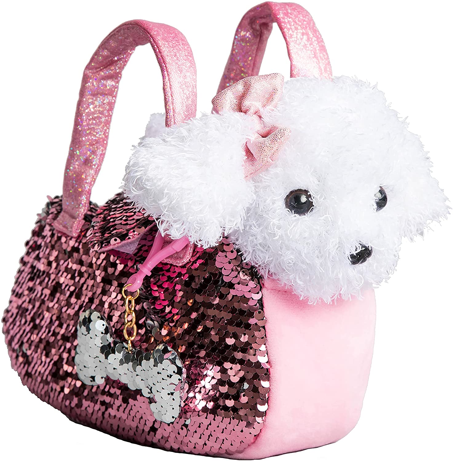 DolliBu Purple Unicorn Plush Reversible Sequin Pet Carrier Handbag, White  Sparkle Soft Stuffed Animal Carrier Toy Purse for Little Girls, Cute Toddler  Girl's Pretend Play Unicorn Pet Doll Purse 9 Inch -