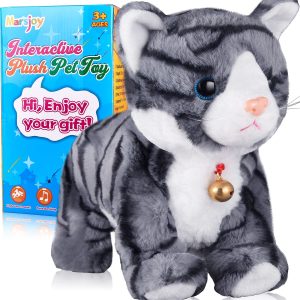 Animated Toy Cats for Girls Baby Kids L:12 * H:8 * W:5 Cat Kitty Toy Electronic Cat Pet Pattern Yellow Plush Cat Stuffed Animal Interactive Cat Robot Toy Barking Meow Kitten Touch Control 