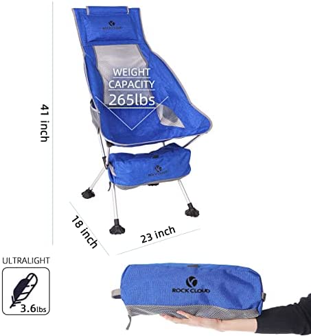 Details about   Ultralight High Back Folding Camping Chair With Pillow Outdoor Backpacking Blue 