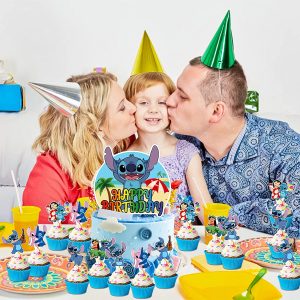 25pcs Stitch Cupcake Toppers, Stitch birthday cake decoration