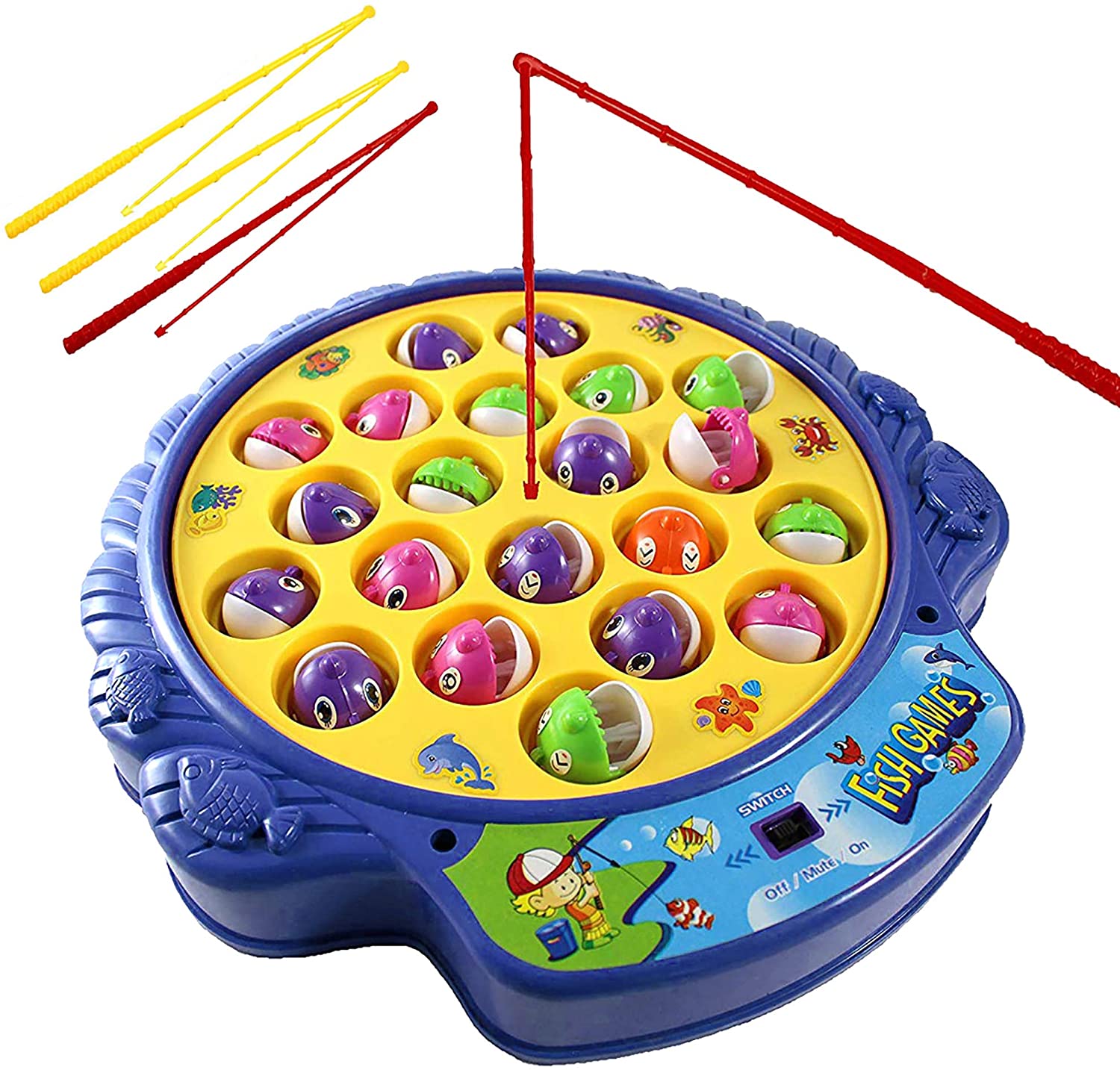Haktoys Fishing Game Toy Set with Rotating Board